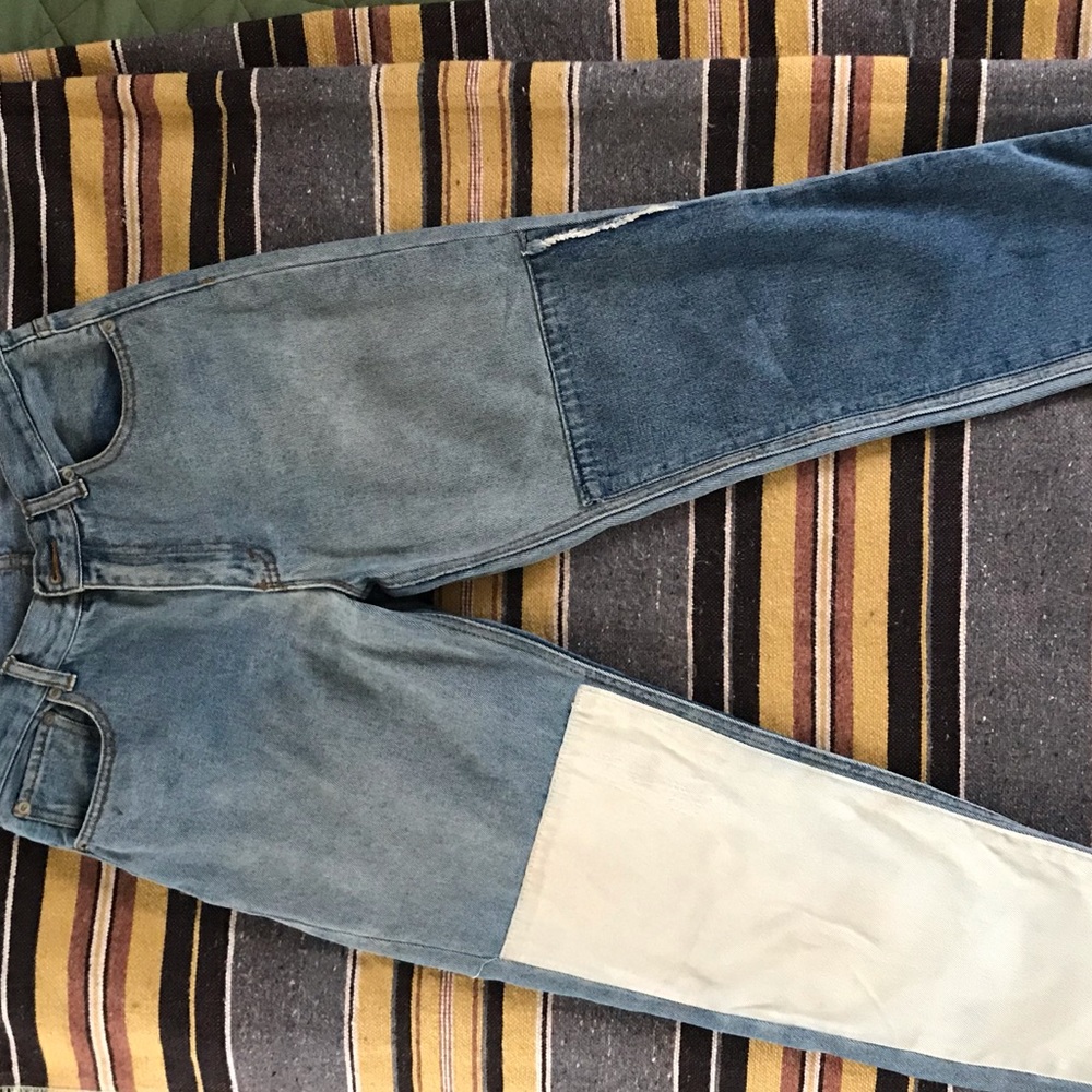 VINTAGE high waisted patch jeans